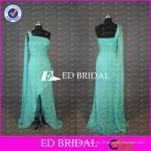 2017 ED nupcial nuevo estilo vestido de fiesta con rebordeado un hombro corto frente largo espalda turquesa vestido de baile